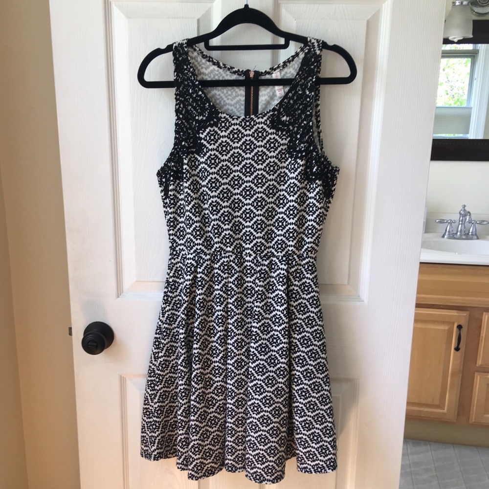 Black and white A-line dress
